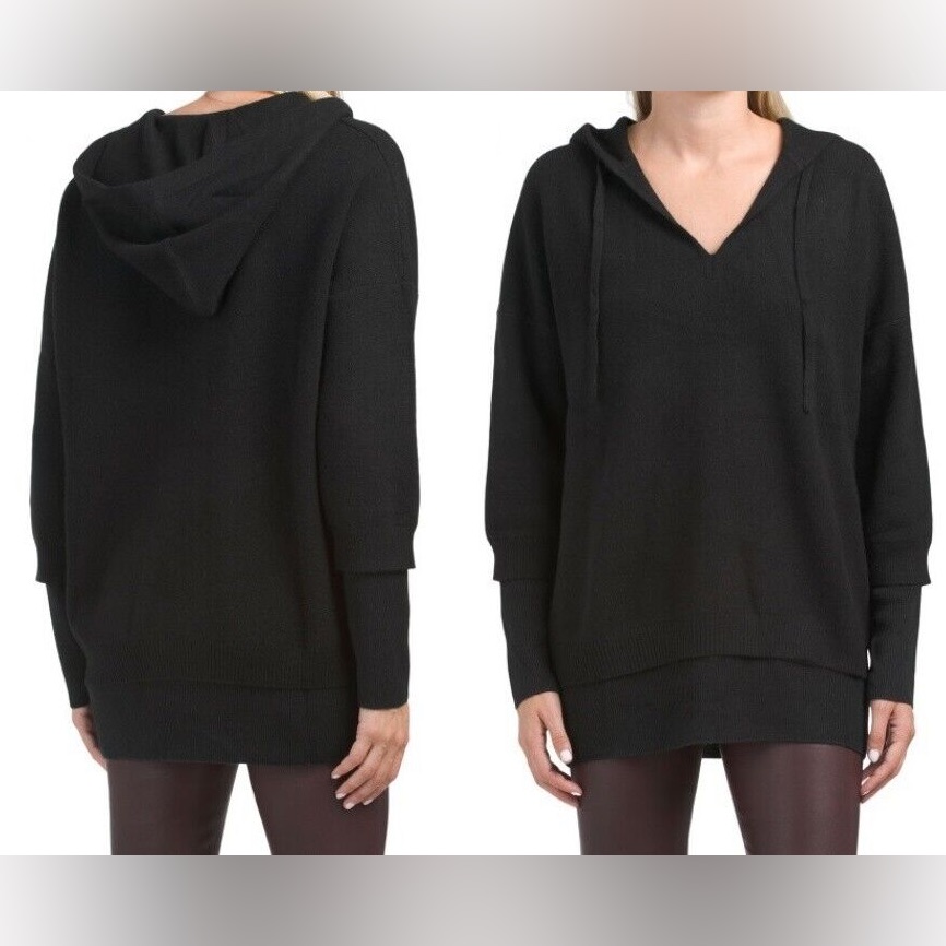 Nwt Naadam Layered 100% Cashmere Hoodie Sweater Oversized In Black